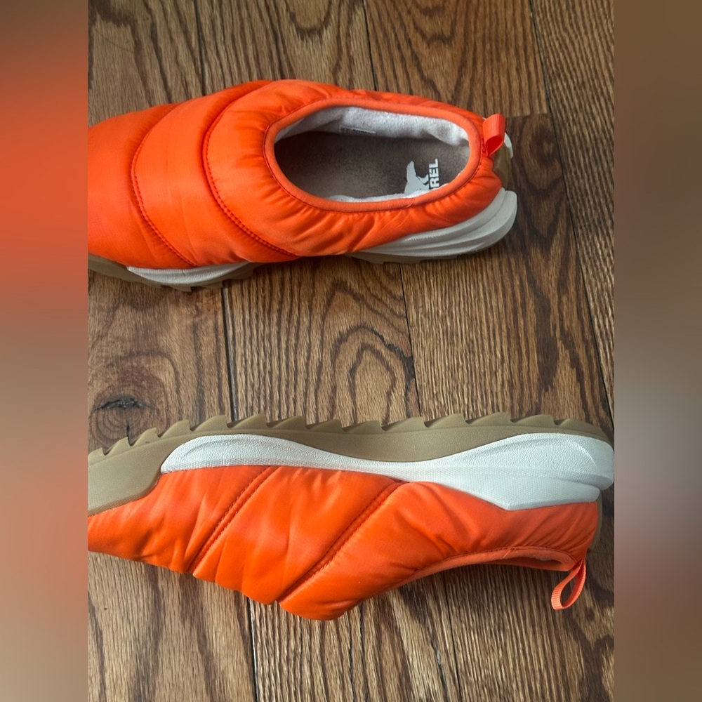 Sorel Quilted Slip-On Sneakers in Bright Orange with Cream Lining